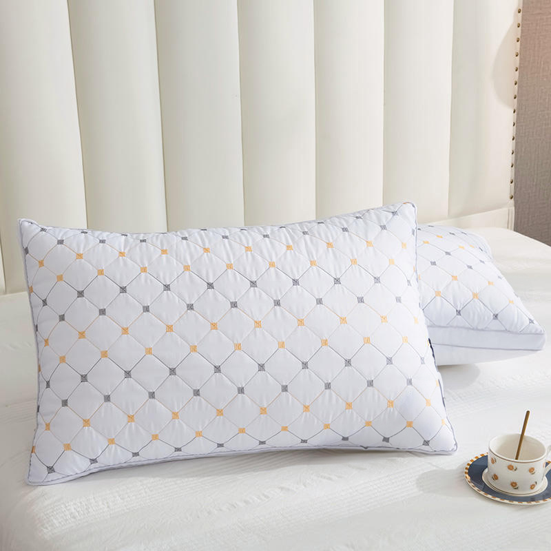 2-Pack Hotel Quality White Double-Border Pillow Insert (74x48cm) | 1000g Premium Polyester Fill for Luxurious Bed Decor, Starry Embroidered Pattern, Zips Closure, Comfortable & Breathable Home Sleep Pillows for Side/Back/Stomach Sleeper, 74*48cm