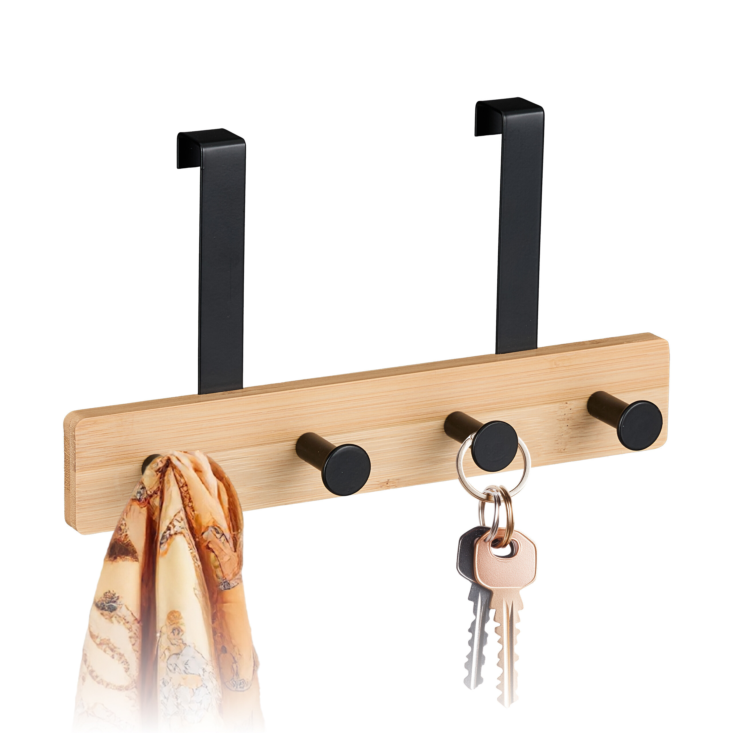 Wardrobe "4 Hooks" In Black/natural - (w)28 X (h)15.5 X (d)7 Cm