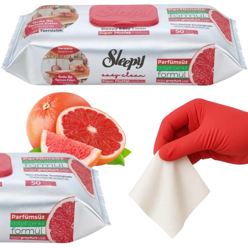 TEMU Cleaning Wipes Grapefruit Oil Scent 1x50pcs Easy Clean