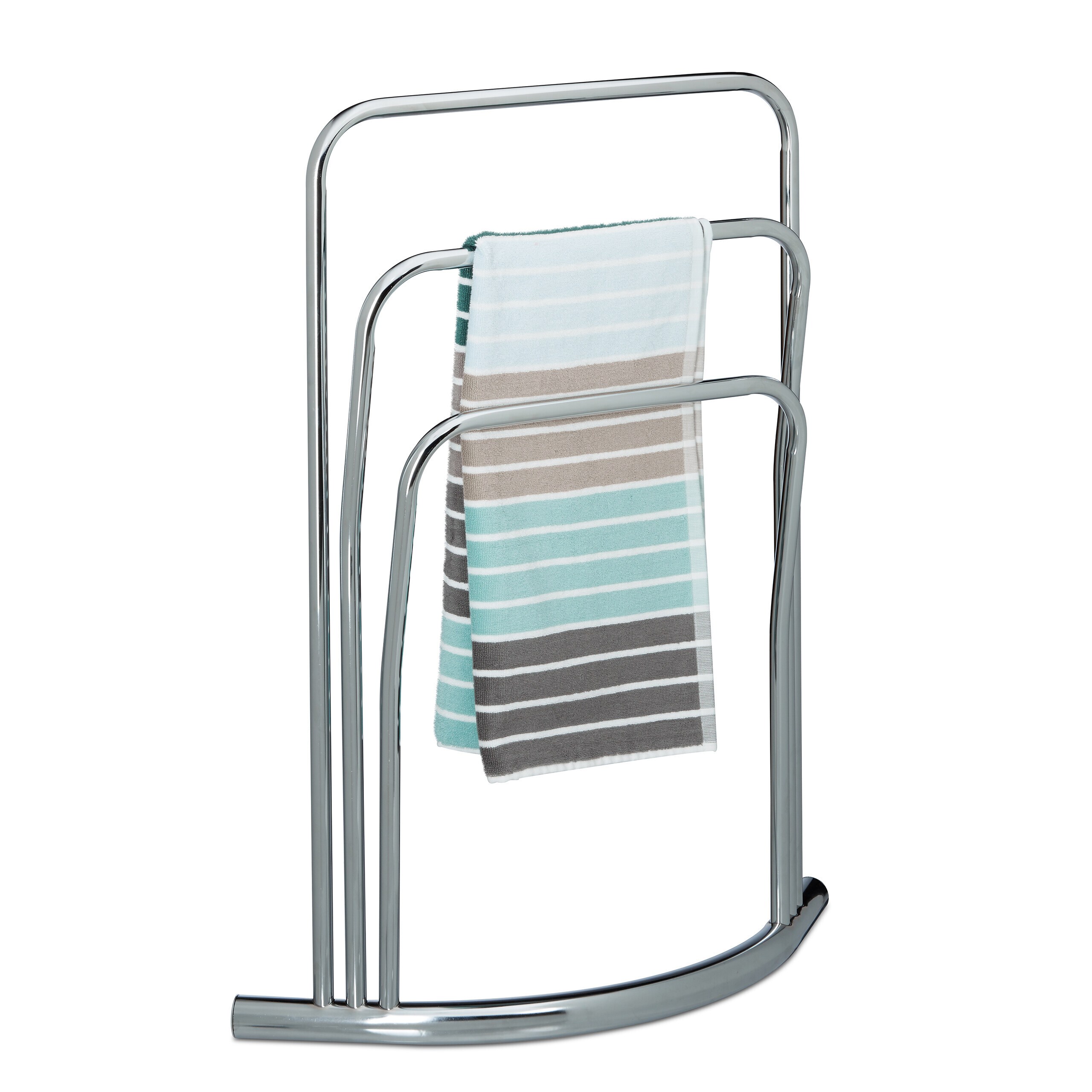 TEMU 3-bar Towel Rack, 85 X 20 Cm, Chrome-plated Metal With Stainless , Silver, Glossy Finish, Freestanding No Drilling Required, For Bathroom,