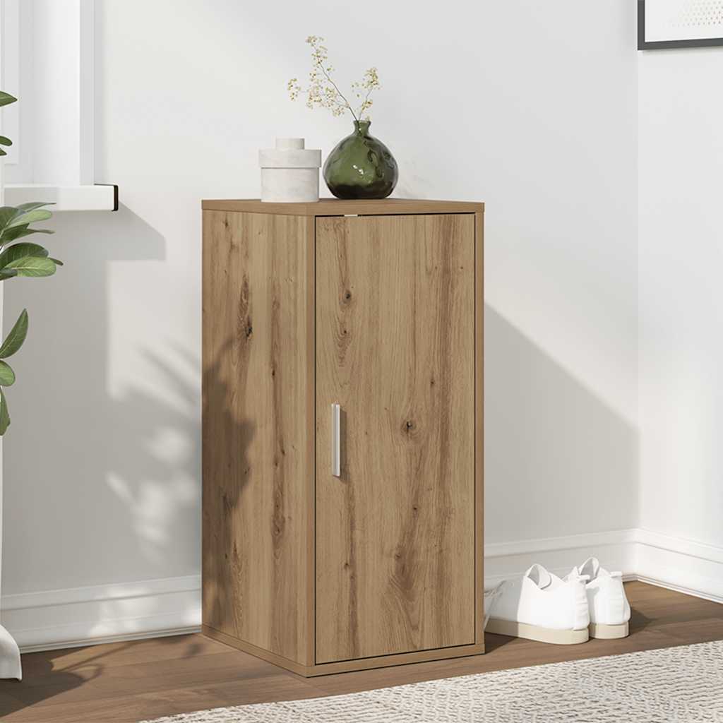 Image of Vidaxl Shoe Cabinet - Oak 32x35x70 Cm Wood Material, Shoe Storage, Shoe Rack, Shoe Storage Cabinet, Shoe Organizer, Shoe Stand