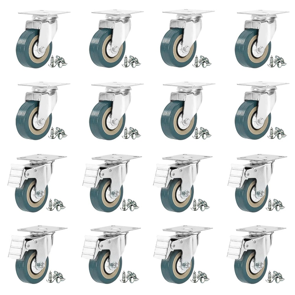 TEMU 12pcs Castor Wheels 50mm Heavy Duty Rubber Swivel Castor Wheels 1200kg Moving Caster Wheels Heavy Duty Swivel Wheels For Furniture With Brakes