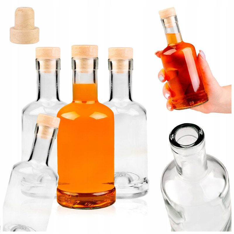 E-shop 10/50 Stück Flaschen für Alkohol 250 ml für Infusionen, Liköre, Moonshine, Wein, Sirupe - Hergestellt aus dickem, transparentem Material,