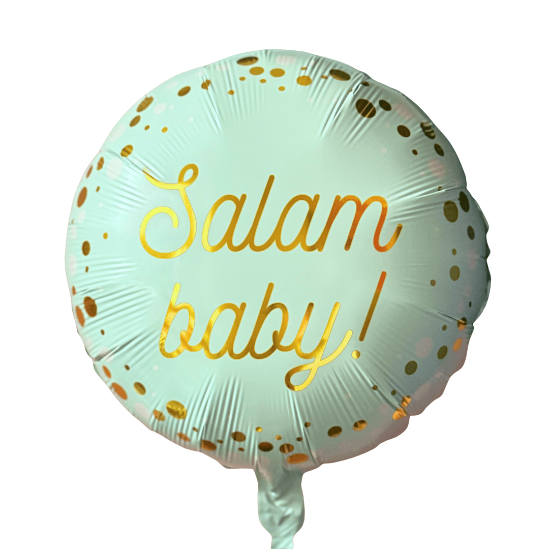 TEMU Hello Baby Round Foil Balloon - Mint & Gold