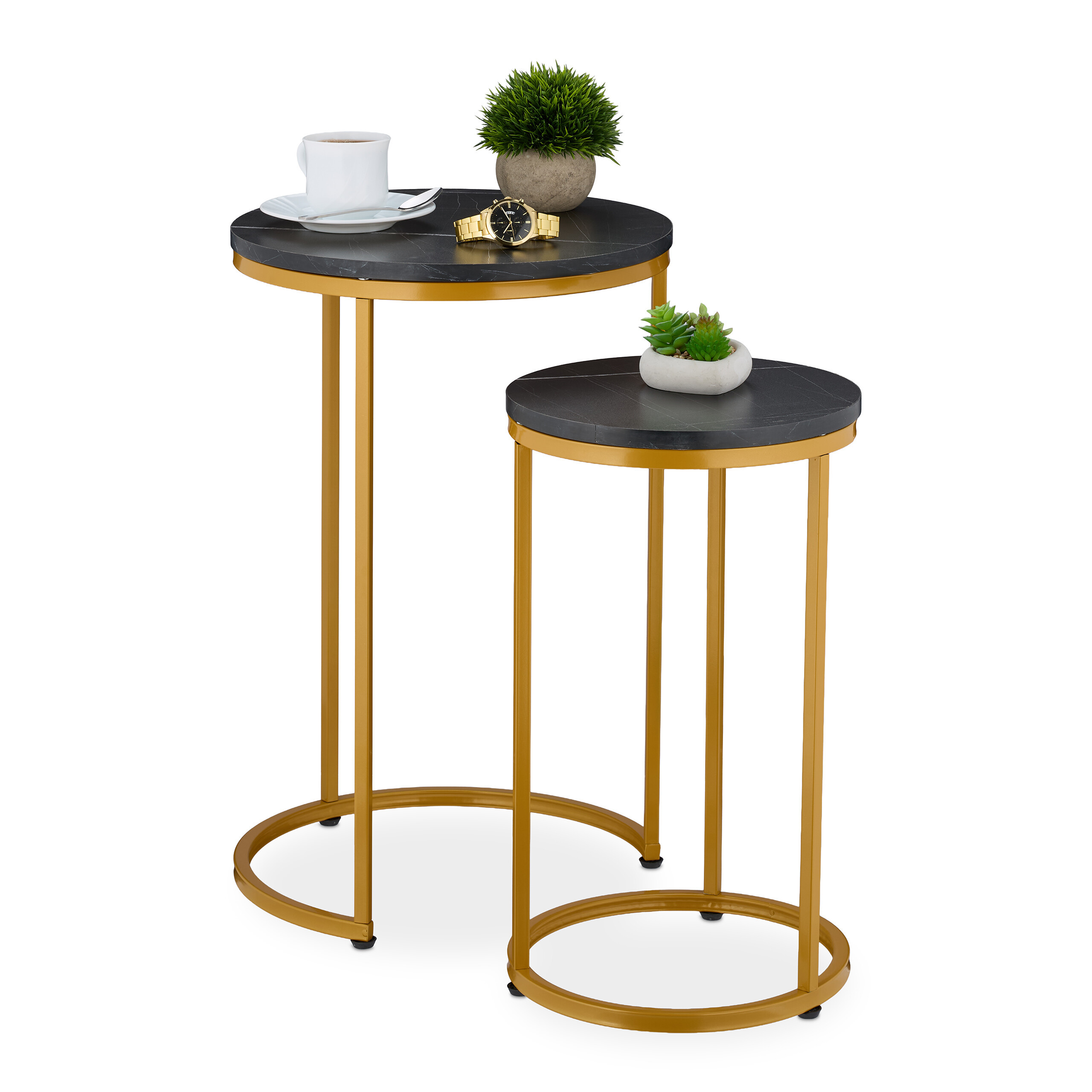 2-tier. Sentence Table Set In Black/golden