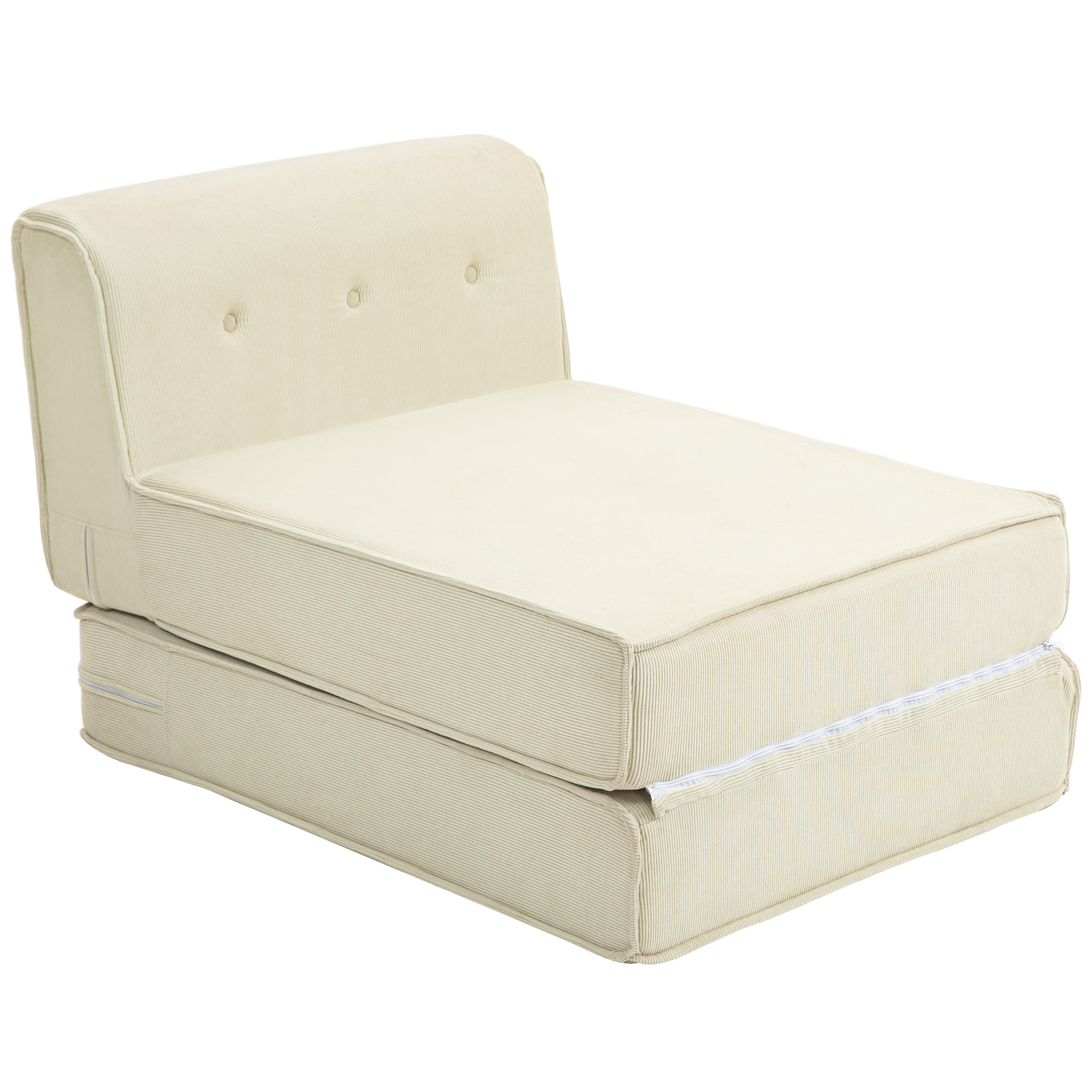 TEMU HOMCOM Fauteuil convertible 1 place fauteuil fauteuil lit chauffeuse 1 place - capitonné, matelas pliable - fauteuil de sol pour invités, salon,