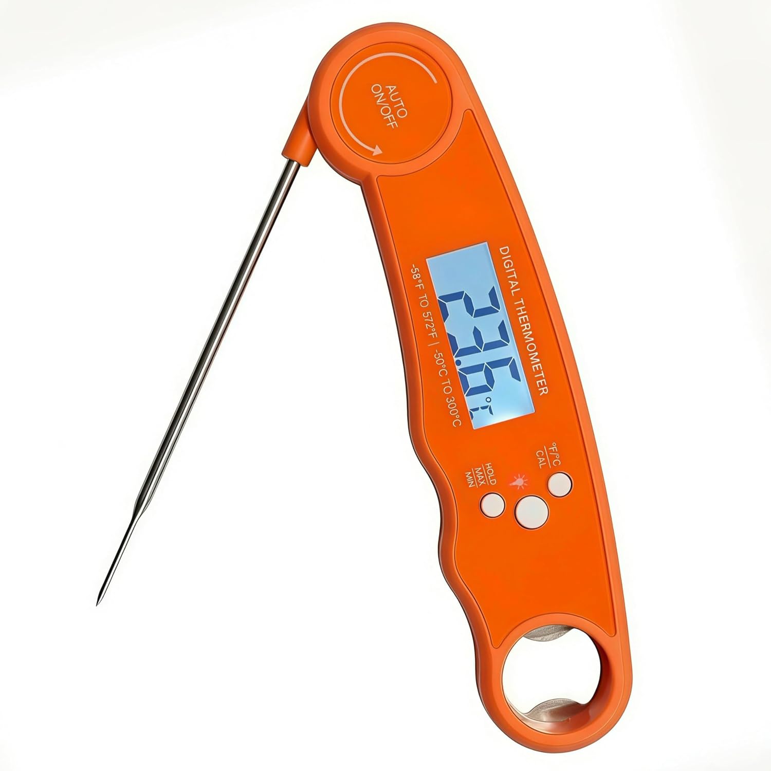   instant read digital meat thermometer 1 3  0 8 f   backlit lcd foldable probe bbq cooking tool pack of 1pc