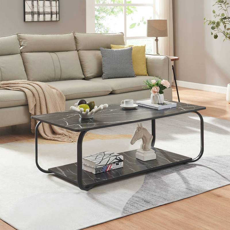 Image of Coffee Table 120x60x43 Cm Marble Look