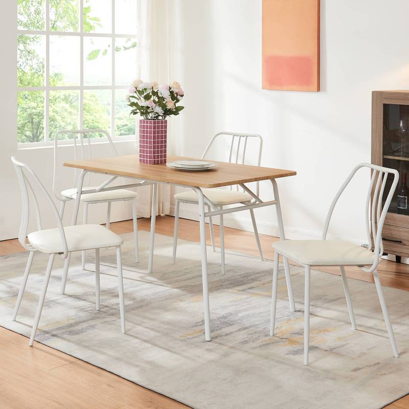 Dining Group 5pcs. Dining Table With 4 Chairs, 110 X 70 Cm Rectangular Table Top