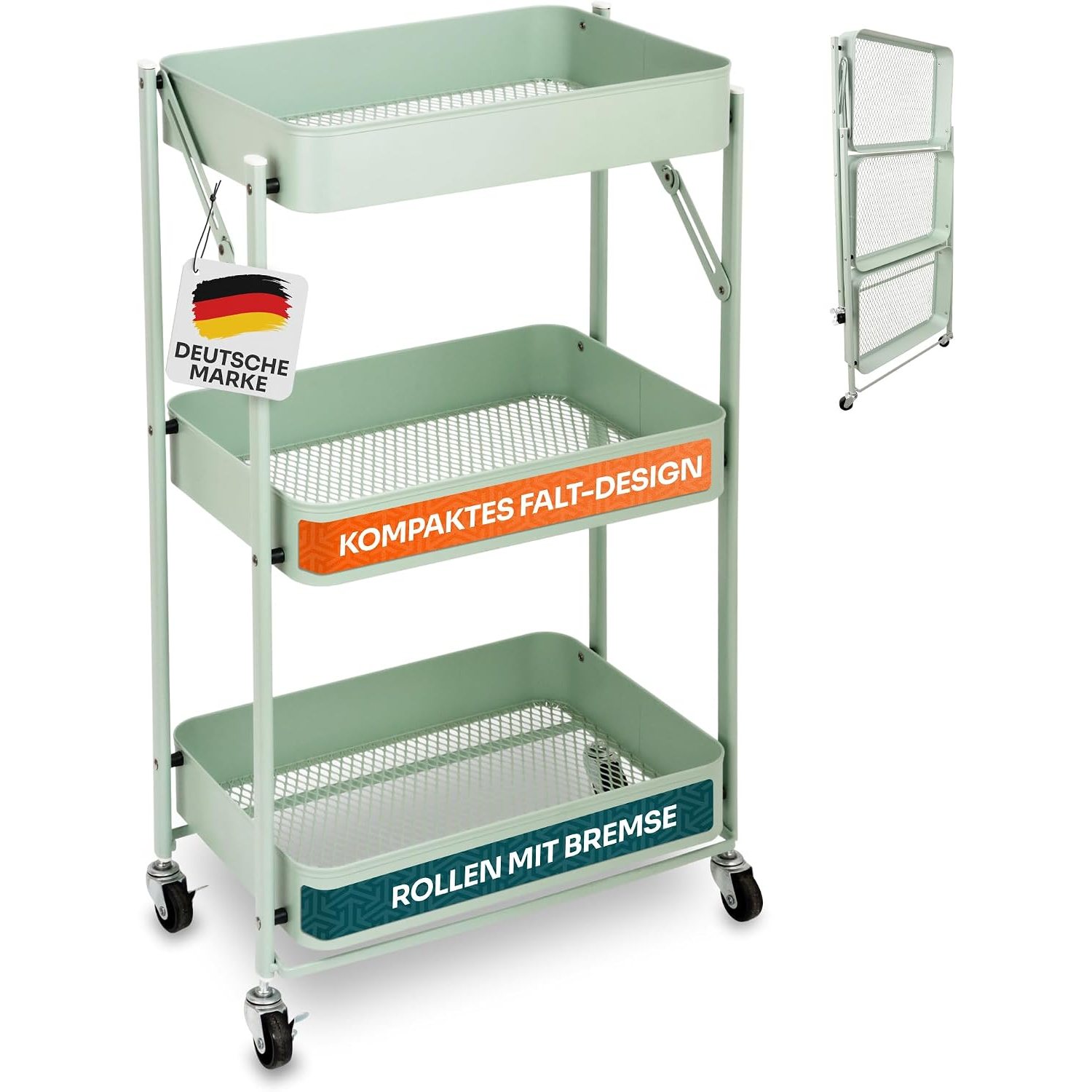 Image of Gardissimo Folding Kitchen Trolley Mint Green