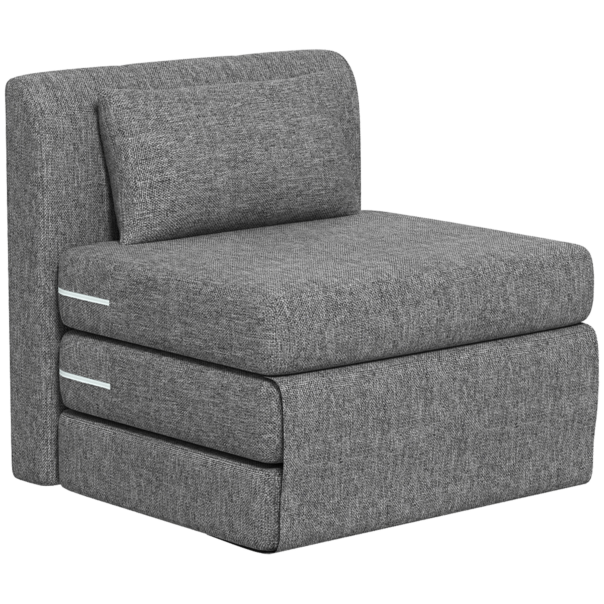 TEMU HOMCOM Fauteuil convertible 1 place fauteuil fauteuil lit chauffeuse 1 place - coussin , matelas tri-dépliant - fauteuil de sol pour invités,