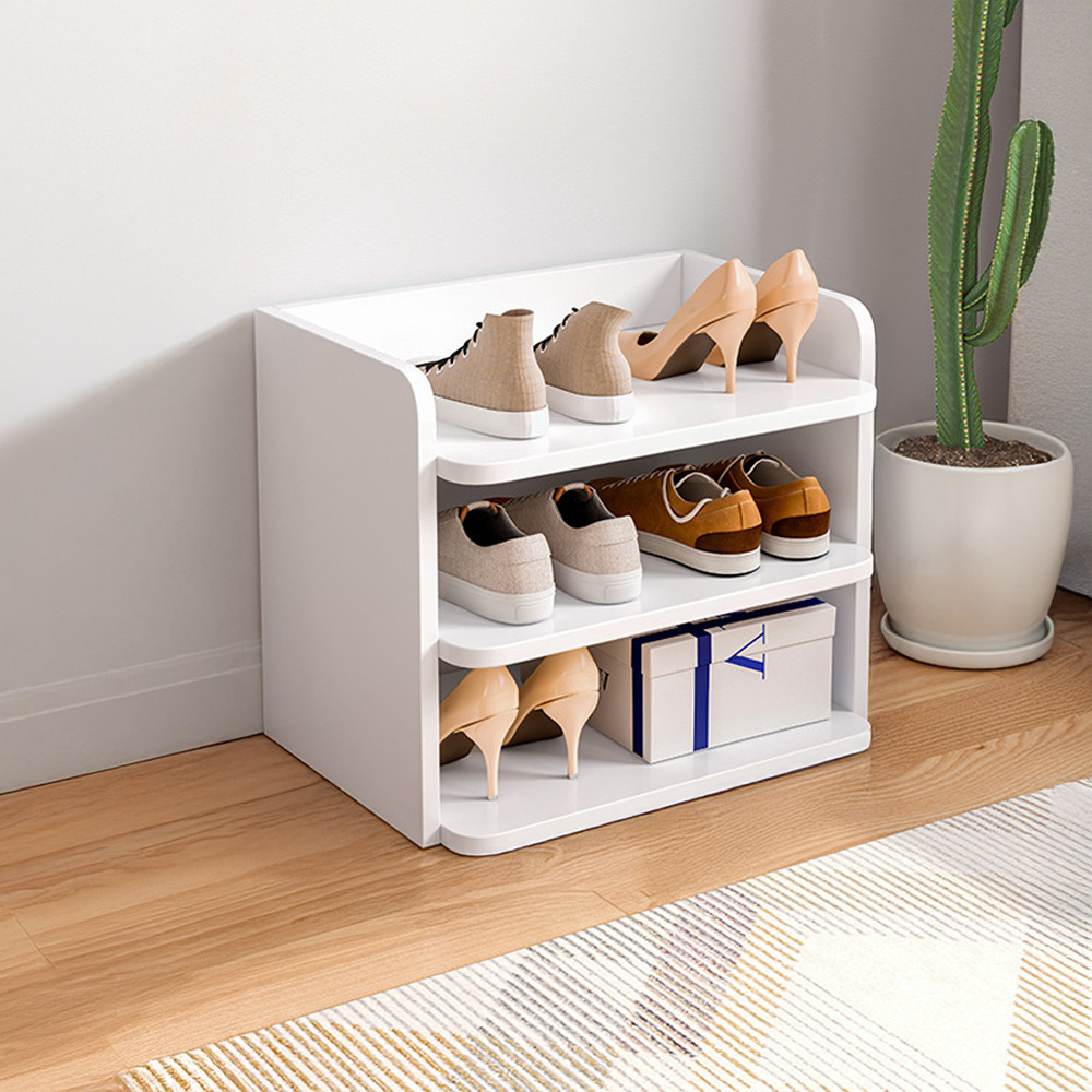 TEMU White Wooden Shoe Rack, 3 Tier Shoe Rack Storage Footwear Organiser Shoe Stand Storage Shelf, Space Saving Organizer Perfect For Entryway Living