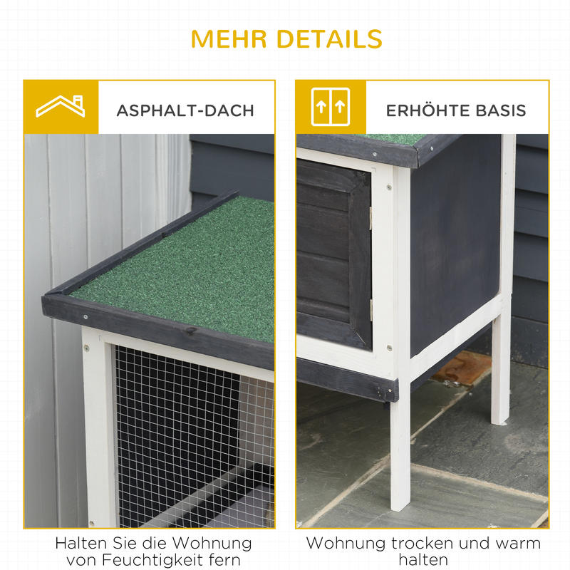Rabbit Hutch with Interior Nesting Box, Opening Roof, Lockable Door, 90 X 45 X 65 Cm, Black And White.