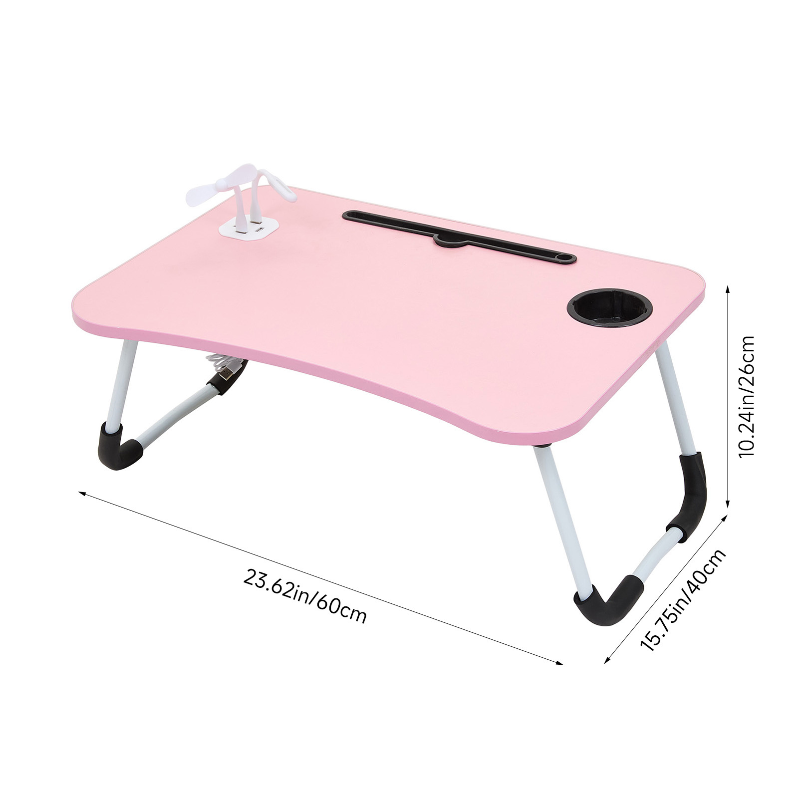 E-shop Klappbarer Laptop-Ständer, Tragbarer Faltbarer Notebook-Schreibtisch mit Getränkehalter und Tablet-Halterung, Wohnzimmer, Schlafzimmer,