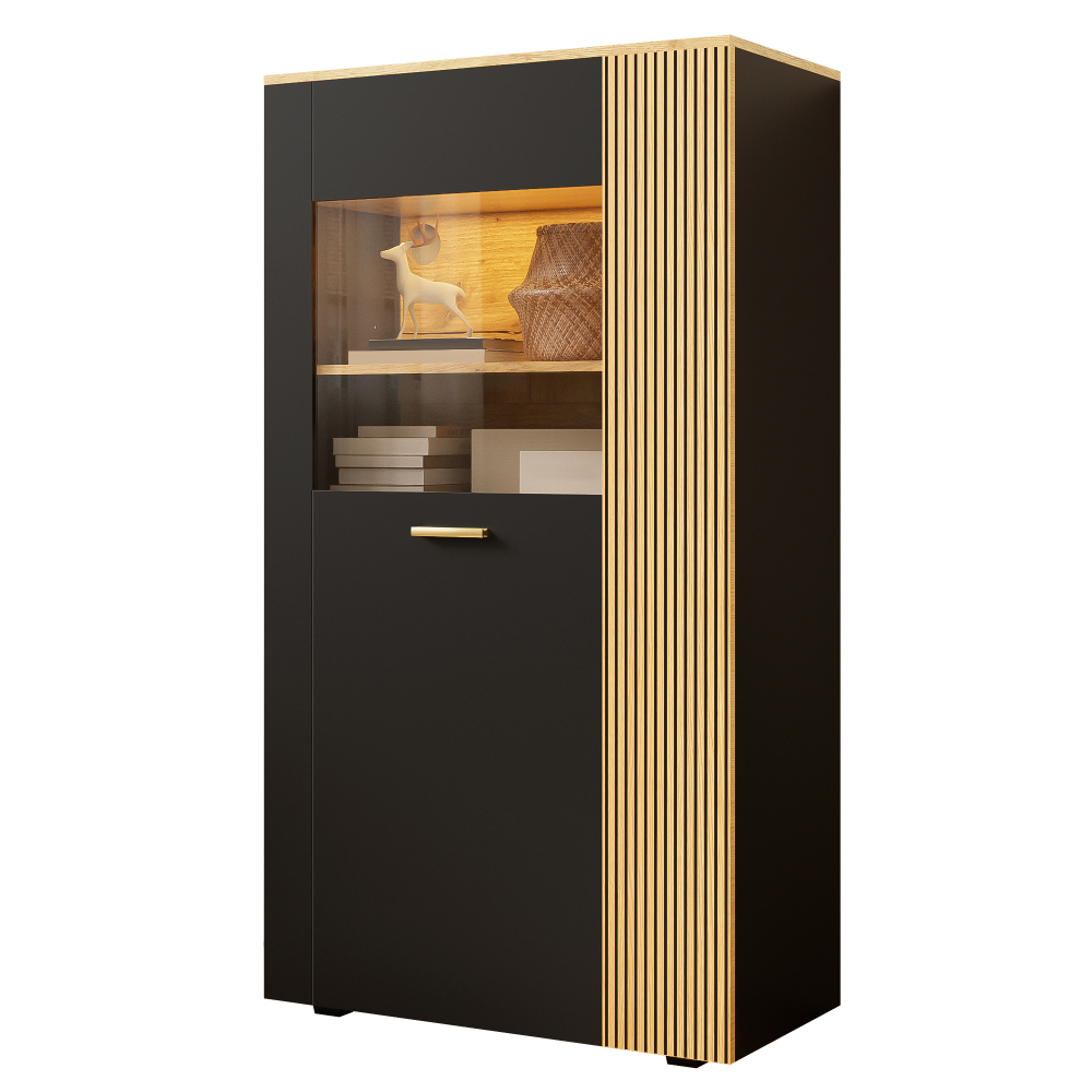 Image of Modern Pb Storage Cabinet - Multifunctional Organizer With 3 Fixed And 2 Adjustable Shelves, Cable Management For Living Room (cabinet Doors With Glass)