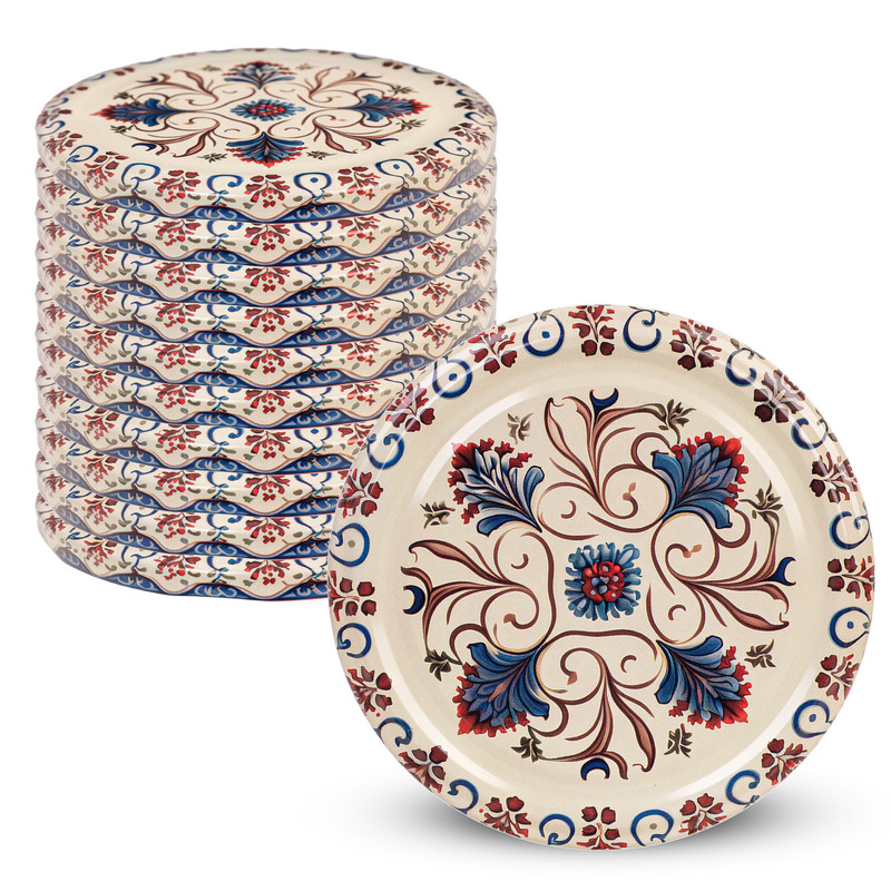 KADAX Potdeksels FI 82 Schroefdeksels voor Potten Dekselen Conserveer Blauw-Rode Bloemen, 10 stuks.