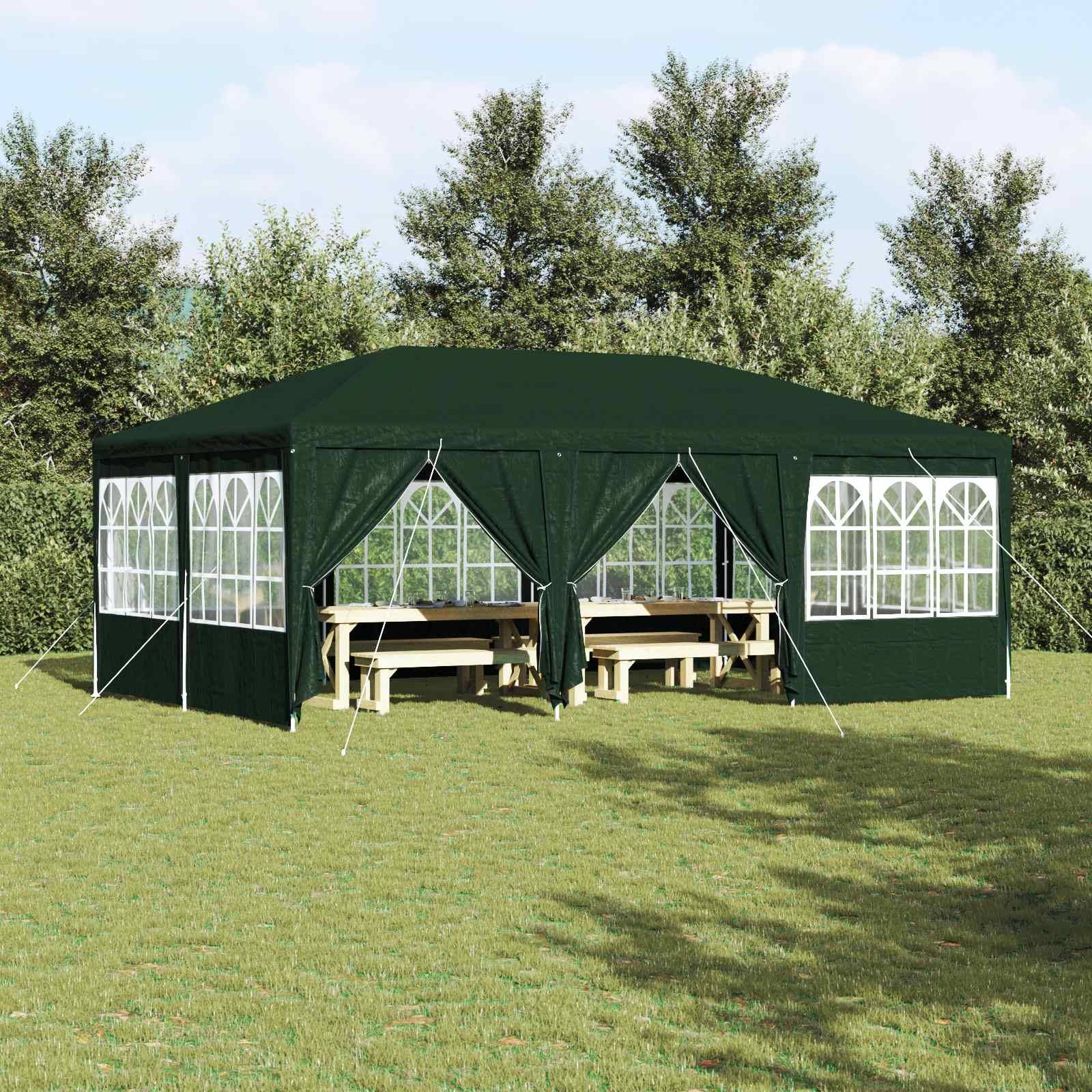 Image of Party Tent 600 X 400 X 266 Cm Polyethylene, Garden Tent, Event Canopy, Portable , Weatherproof, Foldable, Uv Protection Sunshade