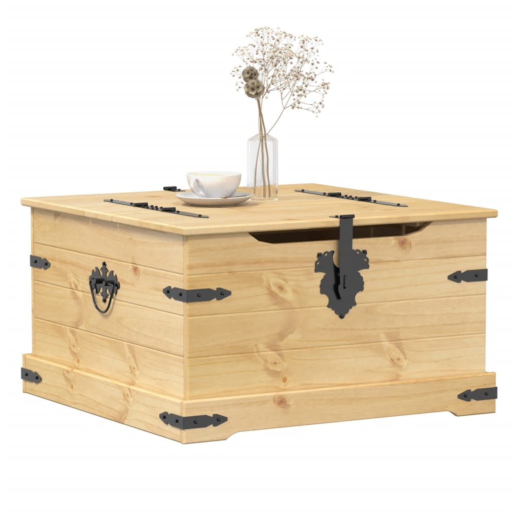 Image of Vidaxl Chest, Toy Box With Storage Space And Metal Handles, Wooden Chest For Living Room, Home Office, Cushion Box, Pillow Box, Solid Pine Wood