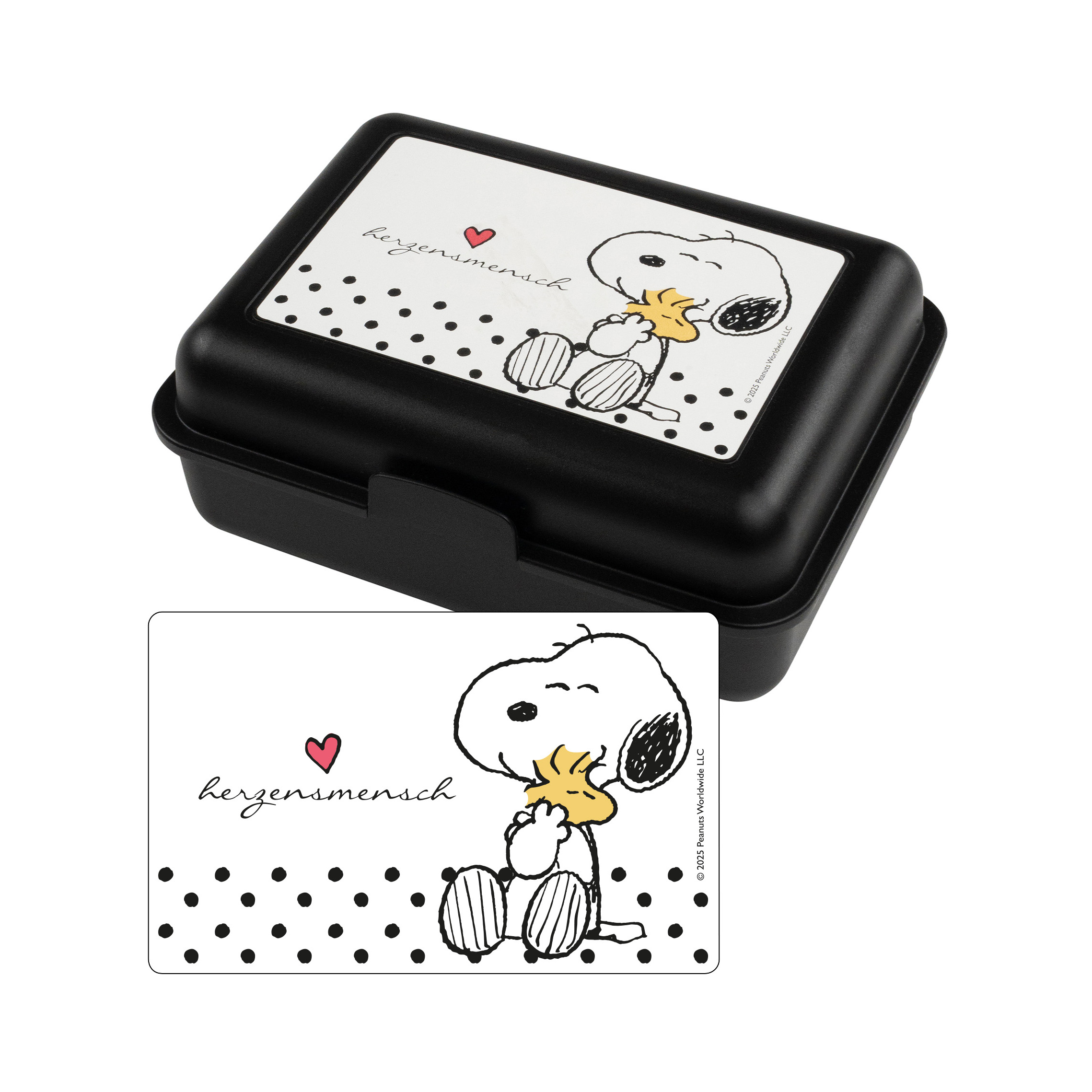 The Snoopy Lunch Box - Heart Person Lunchbox Sandwich Container With Divider, Black