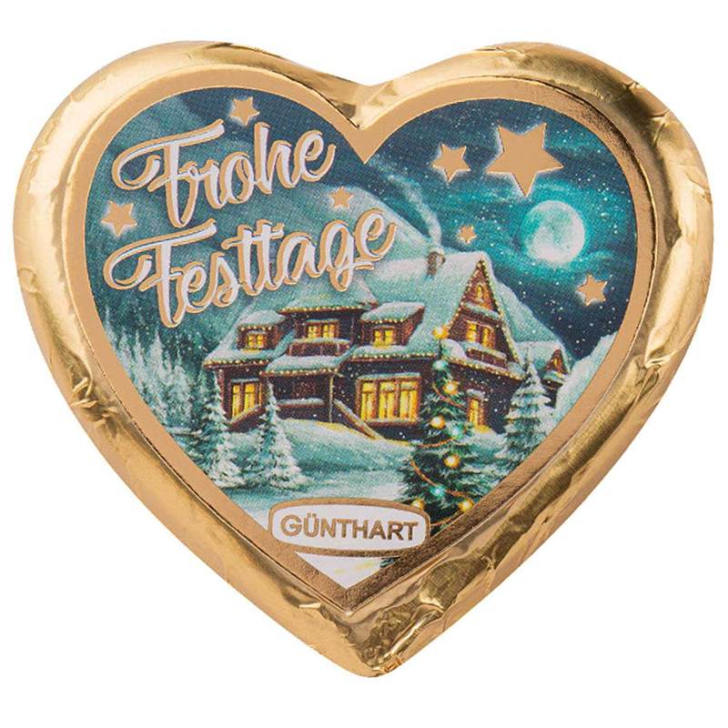 Image of Günthart Large Chocolate Heart 'merry Holidays' 24g