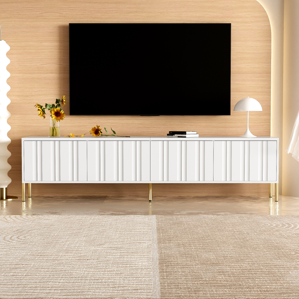 Image of 190 Cm Long X 38 Cm Wide X 48 Cm High, Modern Lowboard Cabinet In Wood Look With , , 8 Compartments, For Living Room & Hallway.