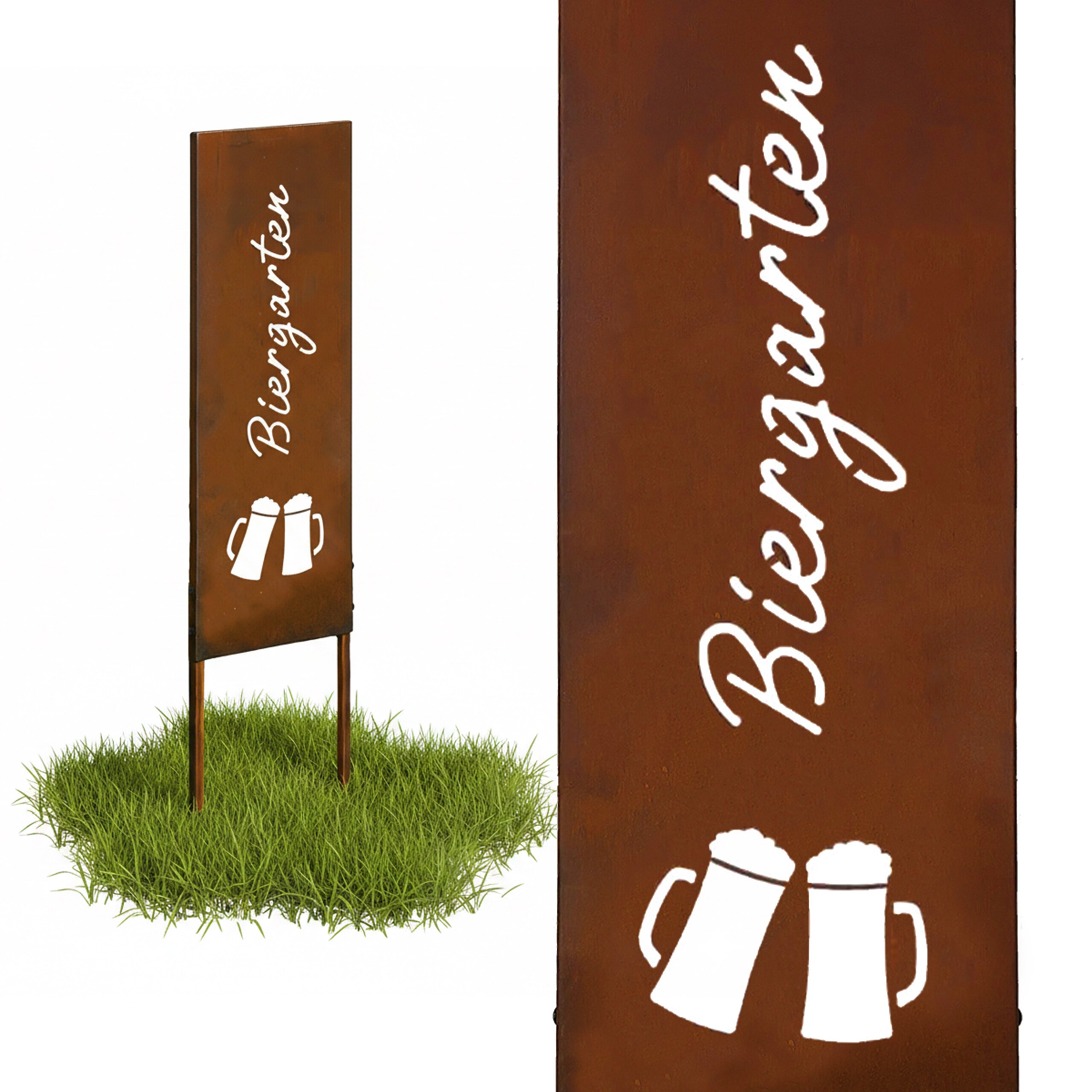 Rustic Garden Decor "beer Garden" In Brown - 85 X 28 Cm