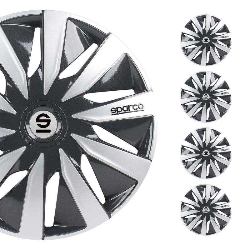 Image of Wheel Covers Lazio 16" Inch Car Cover Set Gray Silver 4x