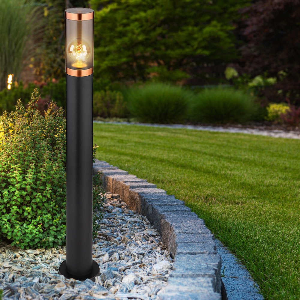 Image of Path Lamp Garden Lamp Outdoor Standing Lamp Stainless Steel, Copper Accent Black Smoked, 1x E27, Dxh 7.6x80 Cm Without