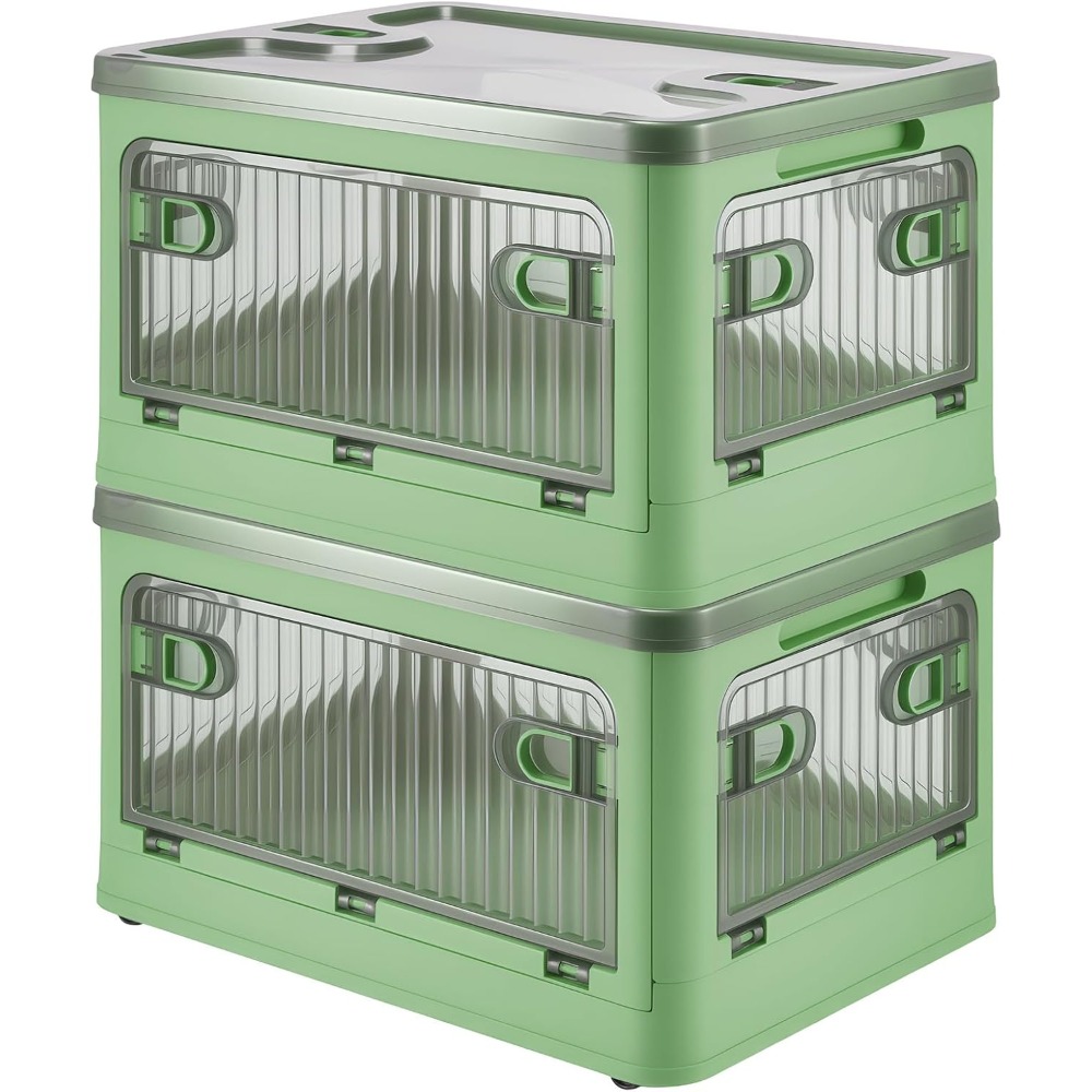 2 Pack 28L Folding Storage Boxes with Lids and Wheels