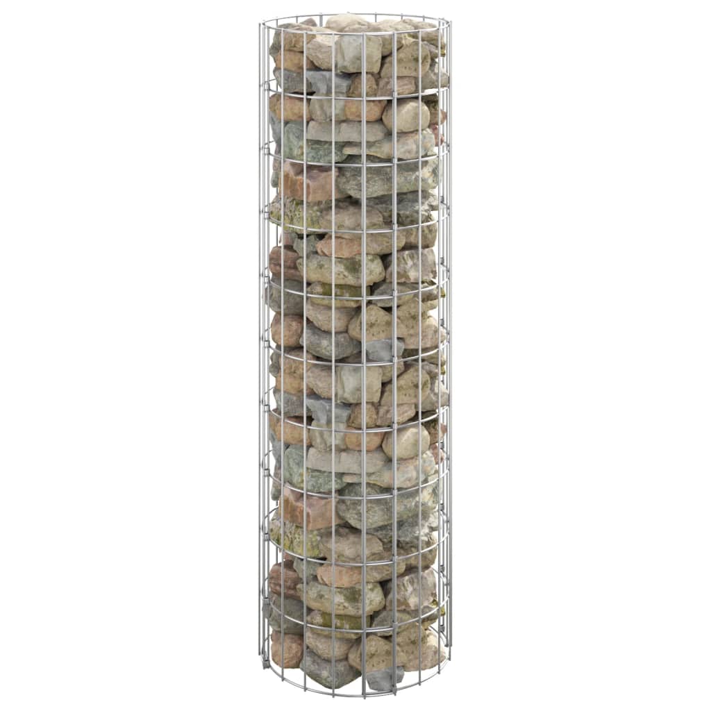Image of Vidaxl Gabion Column Gabion Basket Stone Basket Gabion Wire Basket Gabion Column Gabion Pillars Gabion Basket Round Galvanized Steel Ø30x100cm