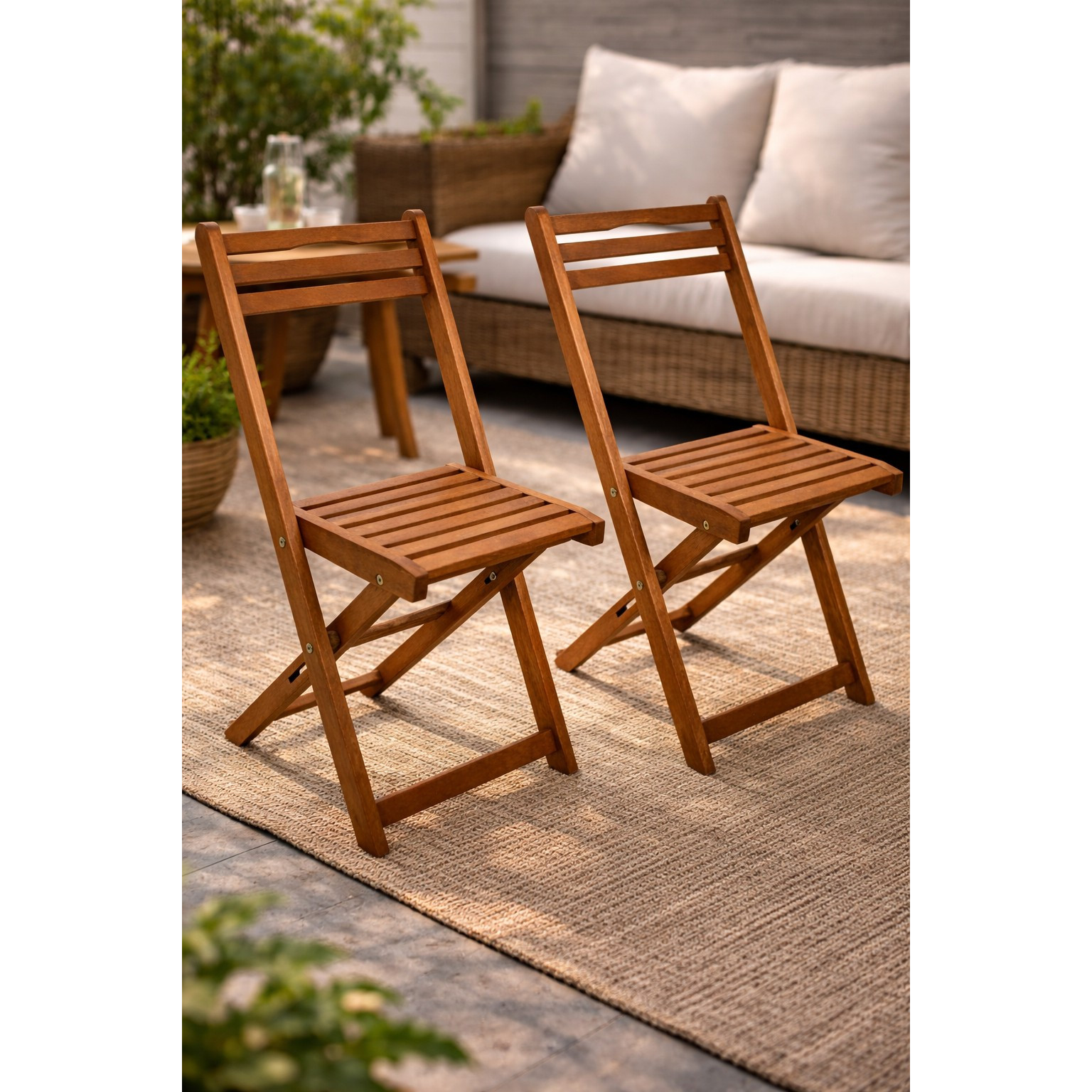 Folding Chair, Eucalyptus, 2-piece Set
