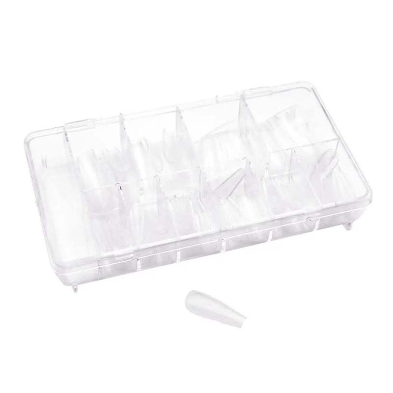 200 Transparent Long Coffin Gel Full Tips Capsules (box)