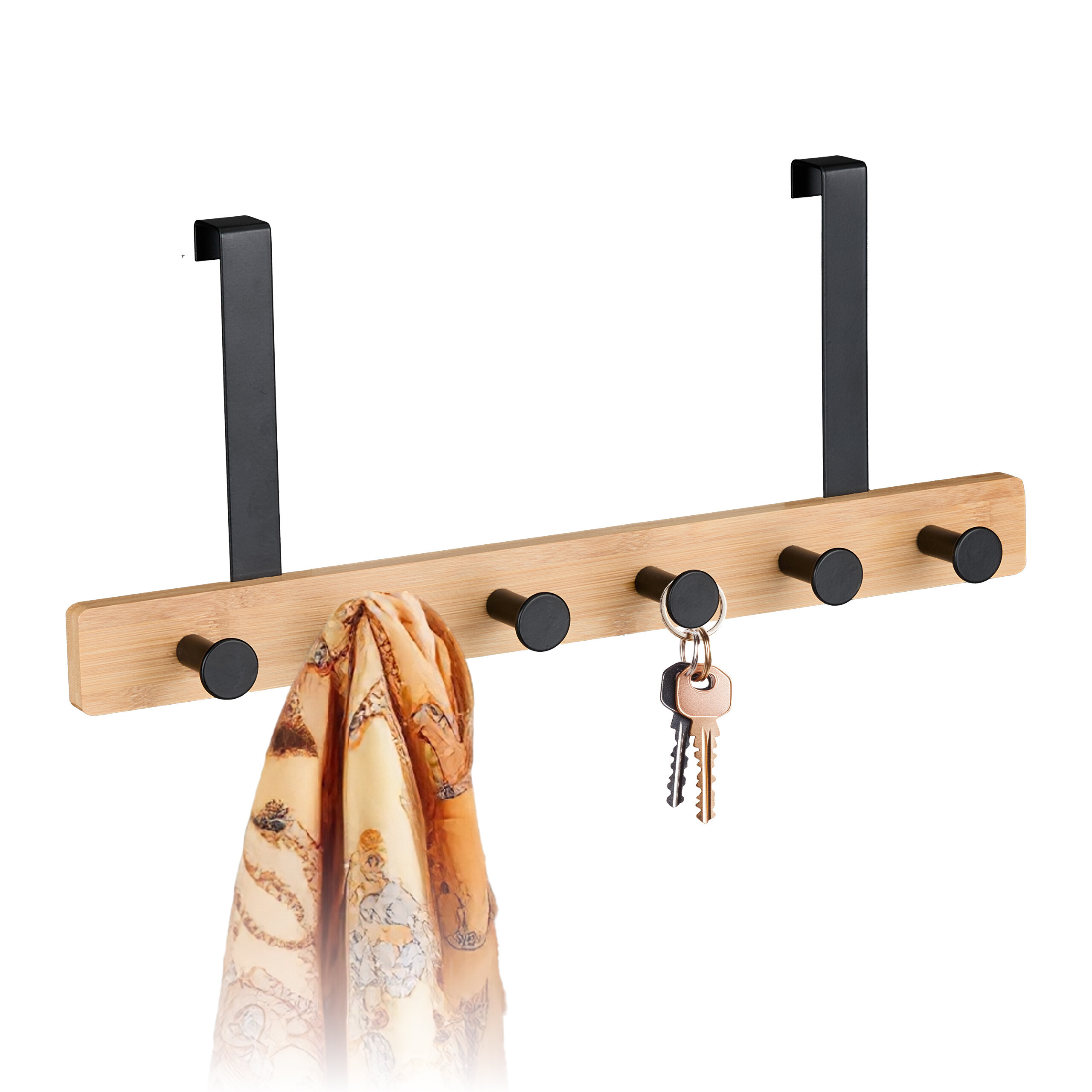 Wardrobe "6 Hooks" In Black/natural - (w)40 X (h)17 X (d)7 Cm