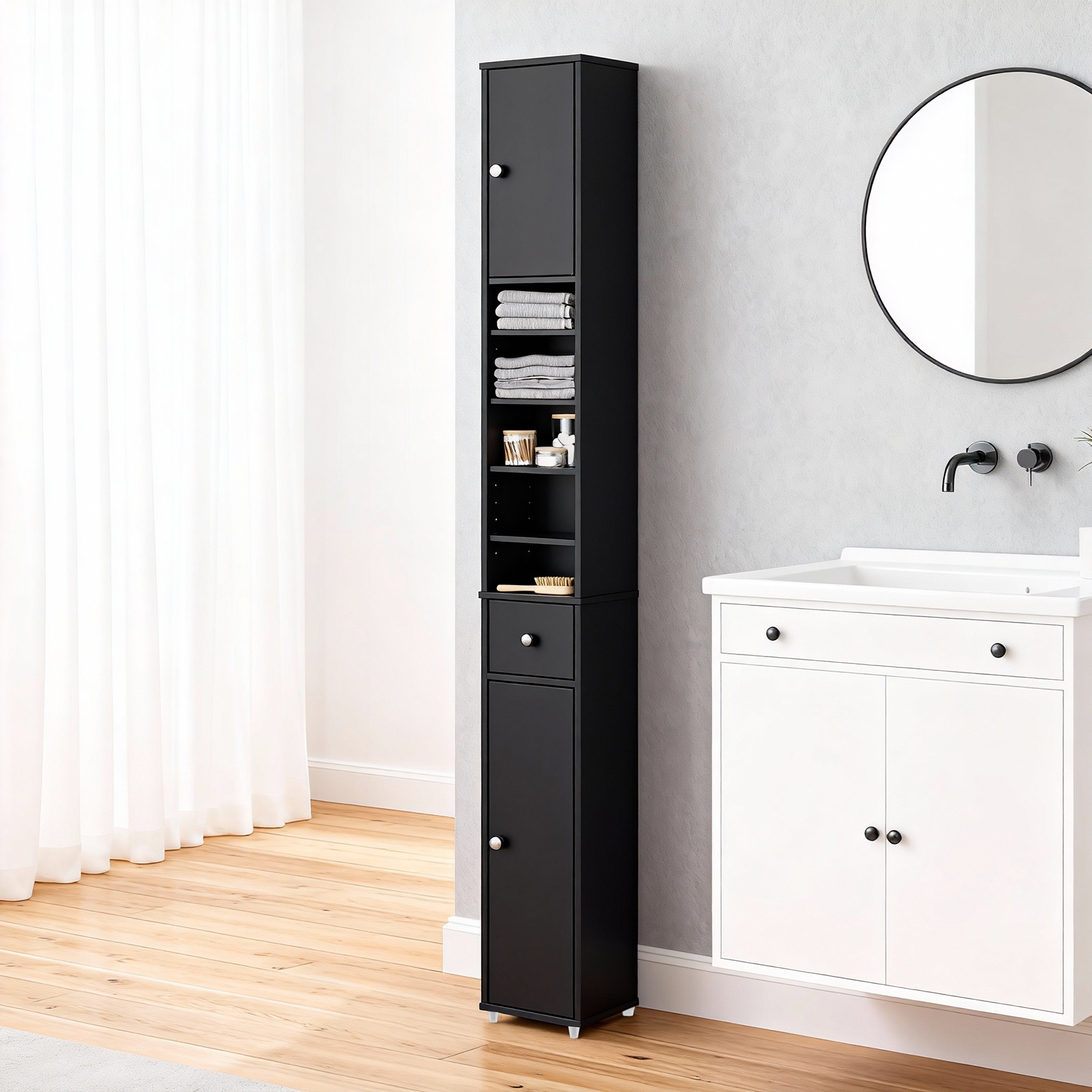 TEMU Armoire de salle de bain haute et fine, 1 pièce, encombrante 20x180x20cm pour salle de bain