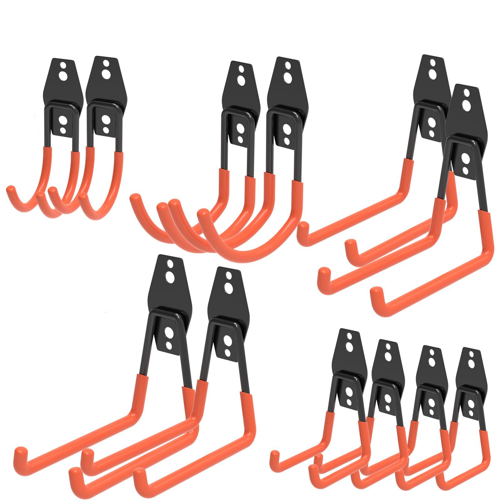 E-shop 12 Stück Wandhaken Garage, Schwerlast Wandhaken für Werkstattwerkzeuge, zur Organisation für Leiter, Stuhl, Fahrrädern, Elektrowerkzeugen