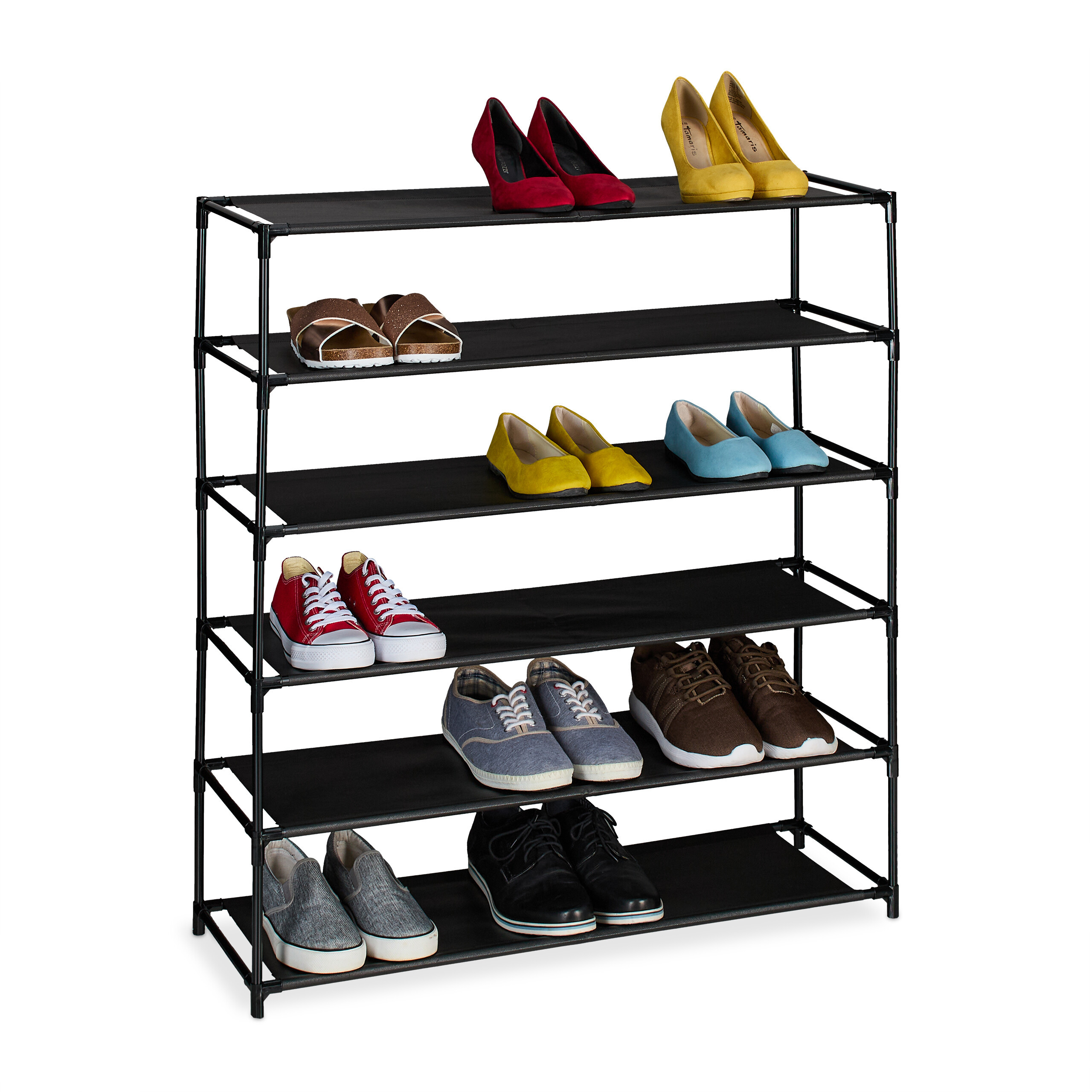 Shoe Rack In Black - (w)83 X (h)90 X (d)28 Cm