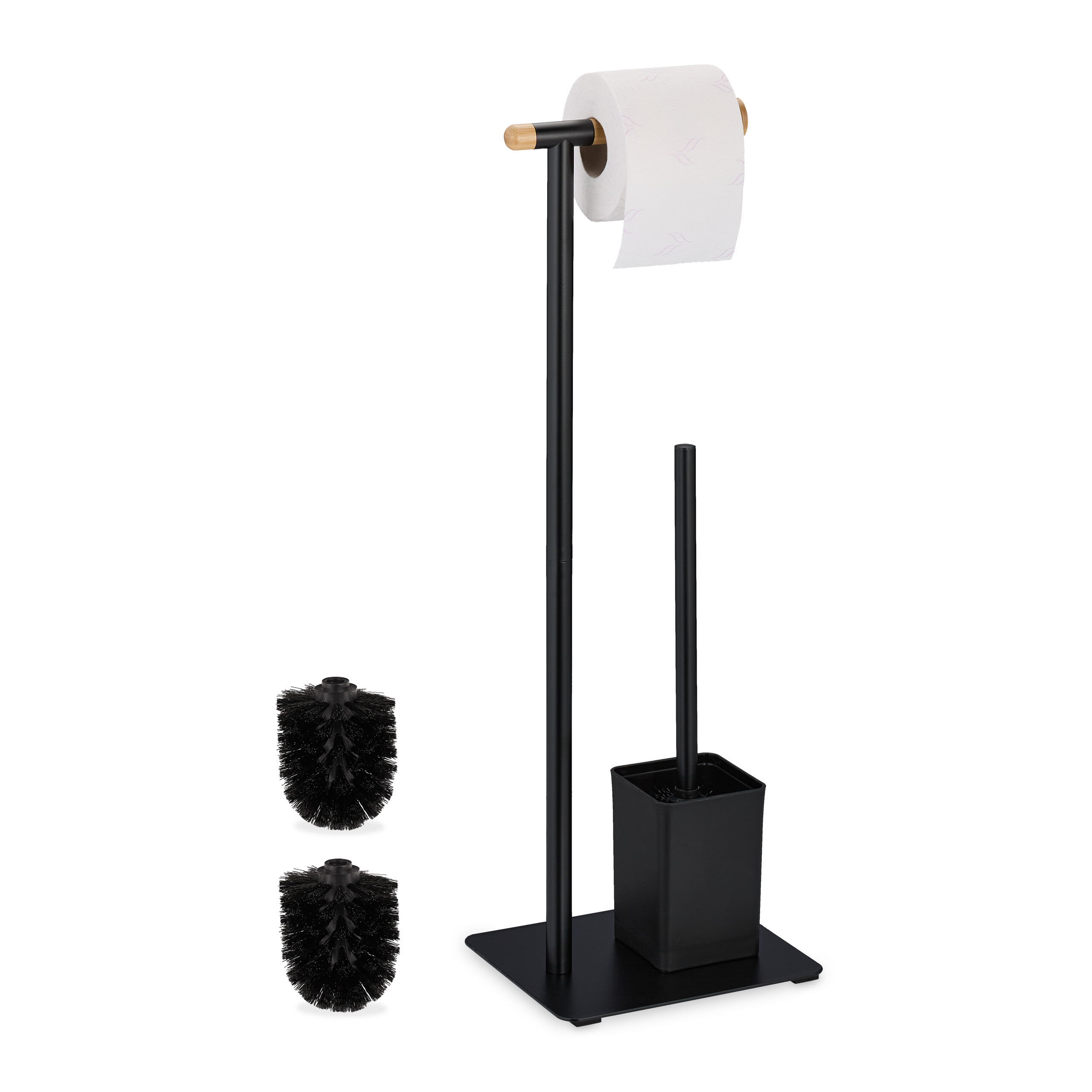Wc Suite In Black/natural - (w)22 X (h)64.5 X (d)18 Cm