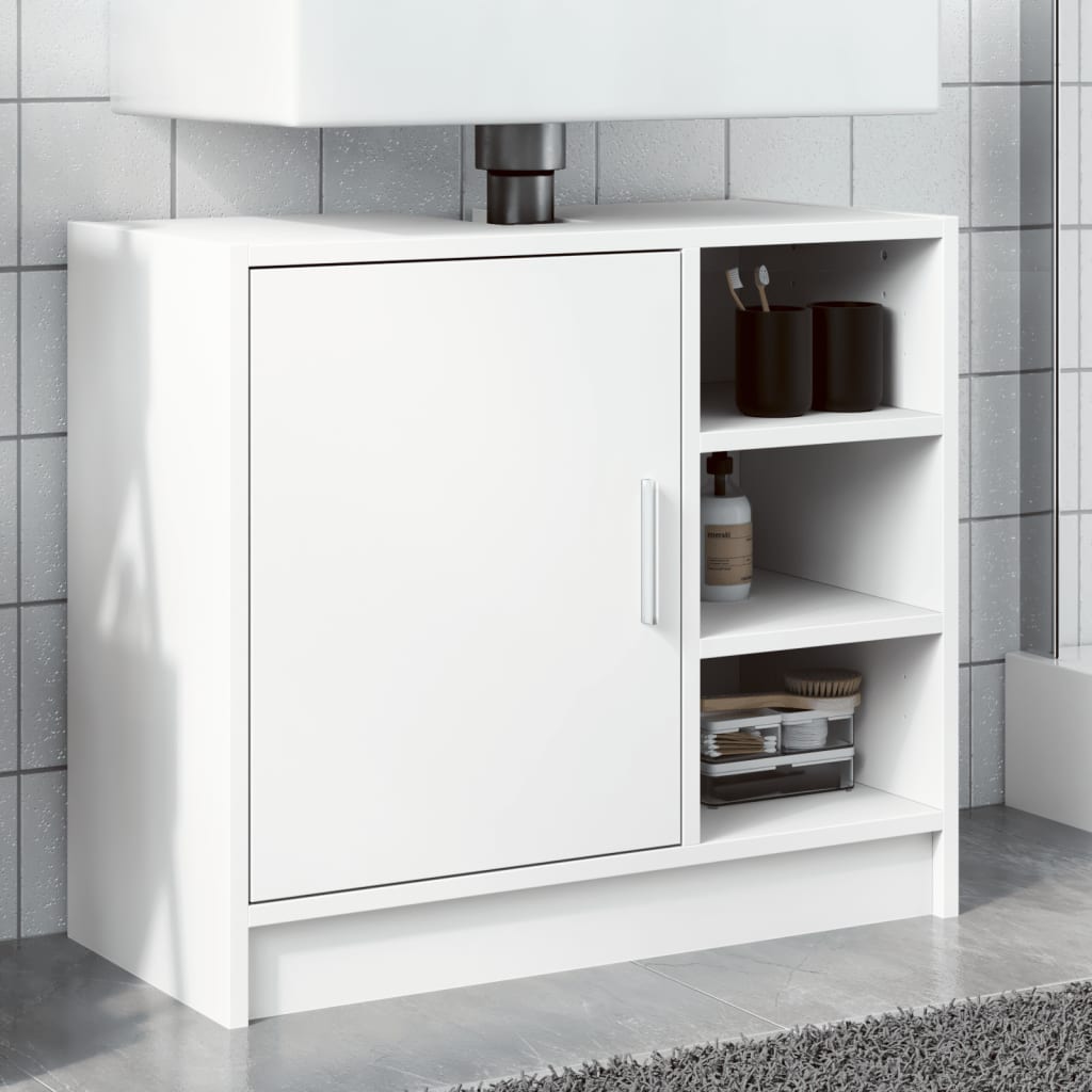 Image of Vidaxl Bathroom Vanity, Bathroom Cabinet, Storage Cabinet With Storage Space, Bathroom Cabinet Washbasin Cabinet, White Wooden Material