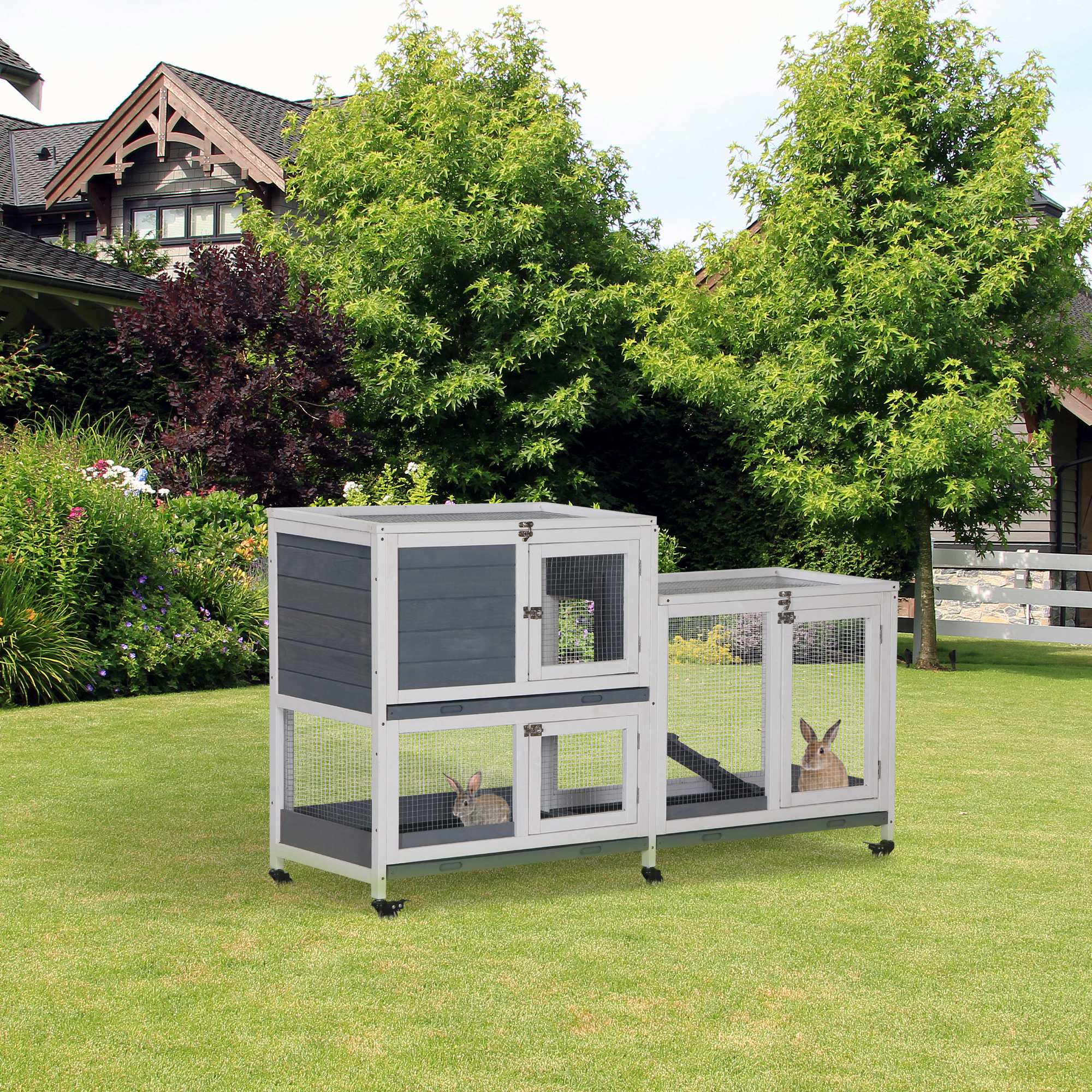 Pawhut Konijnenhok op wielen