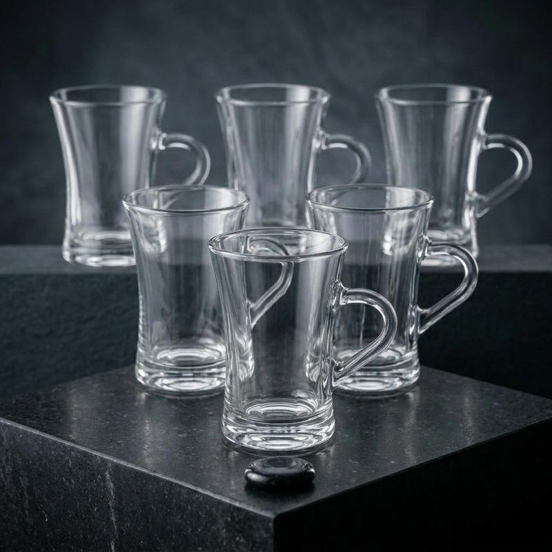 TEMU Glass Cups Set Of 6 Transparent 170ml Beverage Cups Clear Drinking Glasses For Water Juice Dining