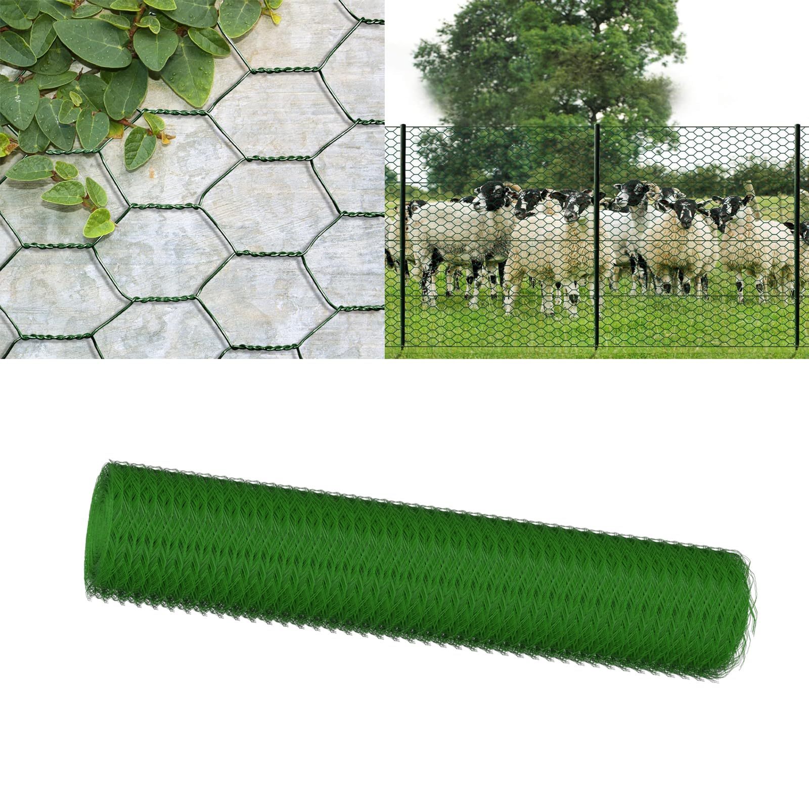 Image of 100cm X 25m Garden Fence, Green Pvc-coated, 0.7mm Diameter, Wire Mesh For Diy Decorations, Wildlife Fence, Livestock Fence, Forest Fence