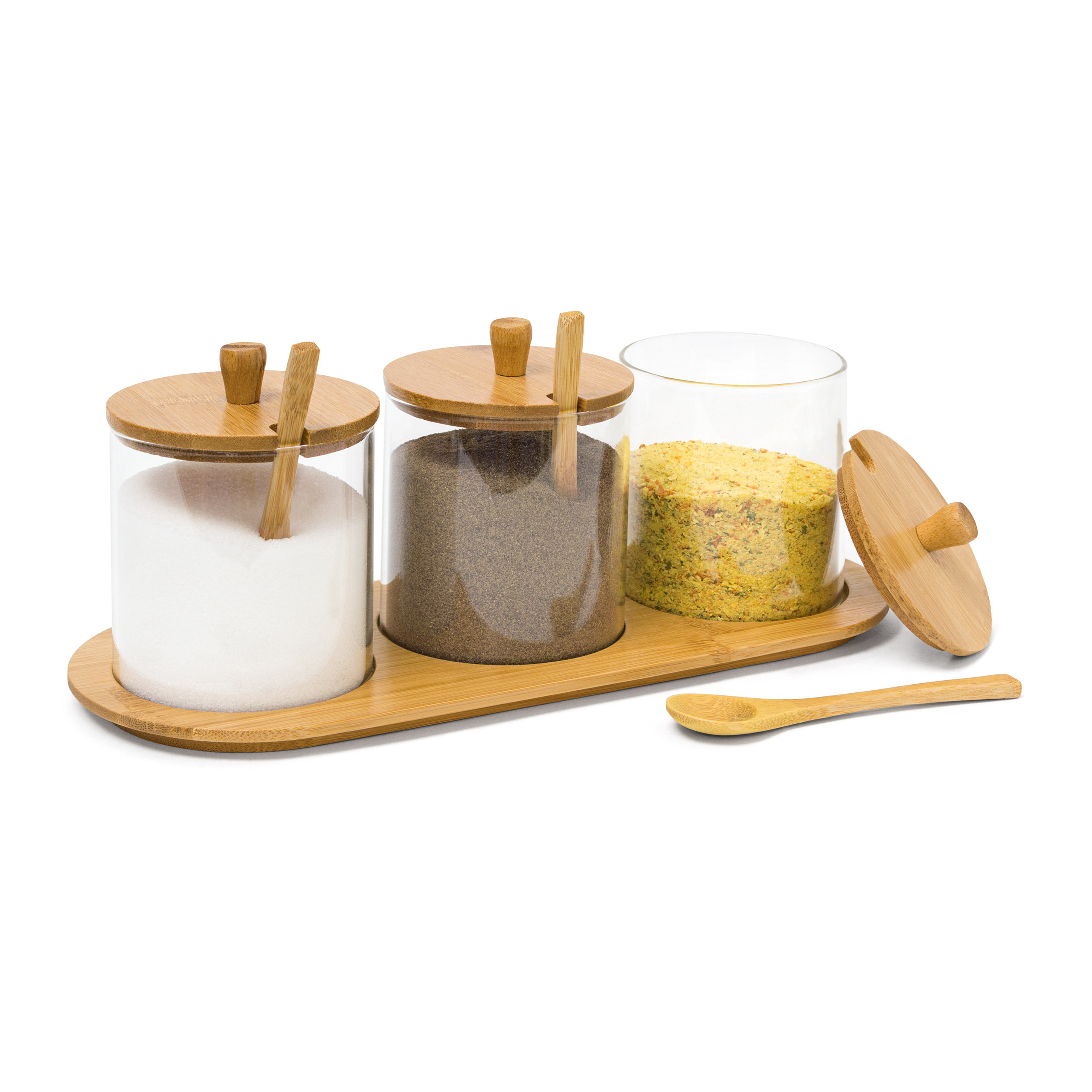 Spice Jars In Natural - (w)31 X (h)12 X (d)12 Cm