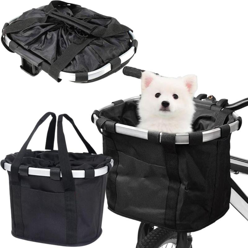 E-shop Fahrradkorb für Lenker, 15L, Wasserdicht, Aluminium, Schnelle Montage, 5Kg Tragfähigkeit, Universal, QR System, Schwarz, für Shopping, Trips,
