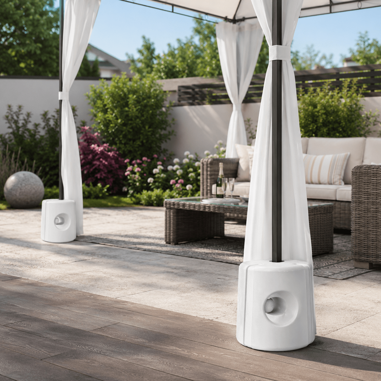 TEMU Set Of 4 White Gazebo Leg Weights, Fillable Base Weights For Gazebos, Canopies, Tents And Outdoor Shelters