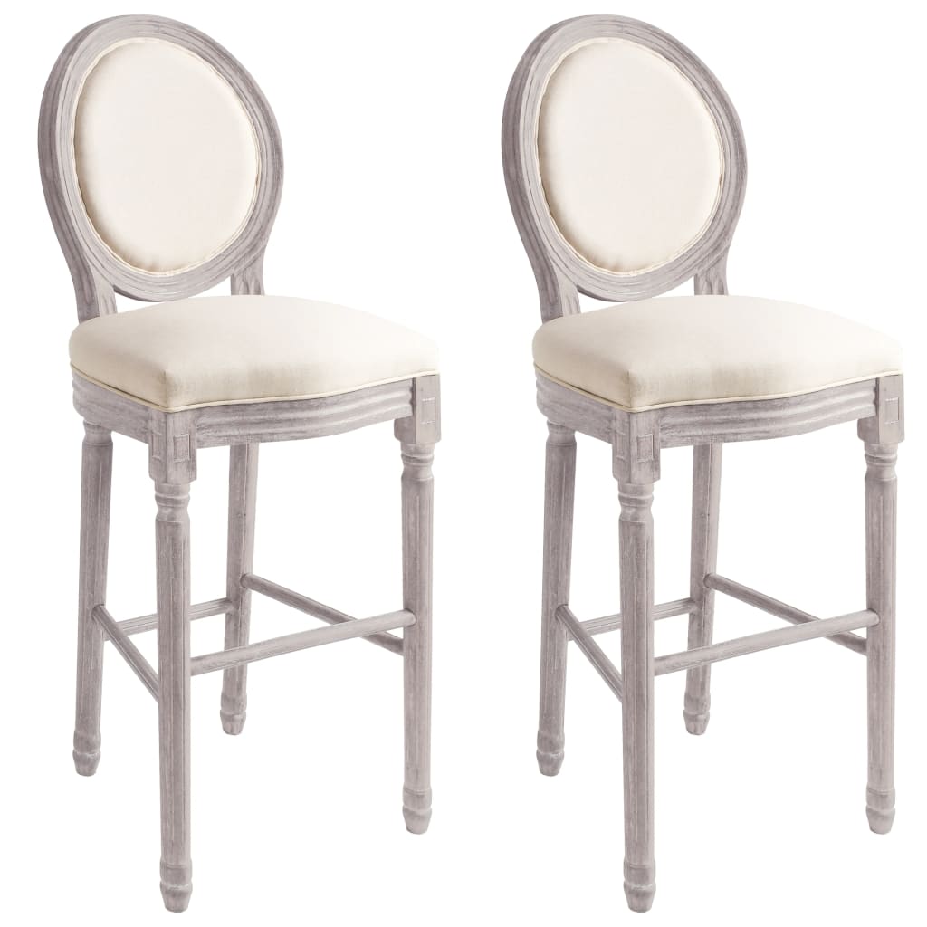 Vidaxl Blanc Lot De 2 Tabourets De Bar, Chaise De Pub, Siège De Bistrot, Meuble De Salle À Manger Cuisine Salon Maison Intérieur, Lin