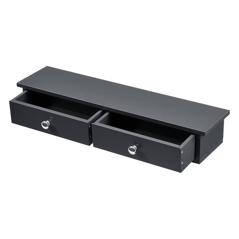 E-shop Wandregal mit 2 Schubladen Regal 10x60x15cm Ablage bis 15 kg Hängeregal MDF in verschiedenen Farben en.casa