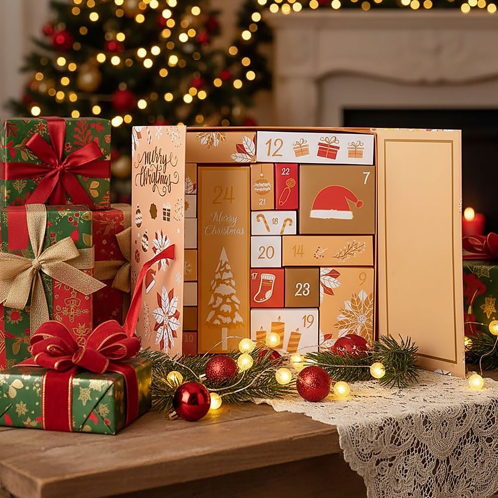 TEMU Christmas Countdown Calendar Package Wrap – 24-day Advent Calendar Empty Boxes To Fill Yourself, 24-grid Fillable Surprise Gift Cardboard Number