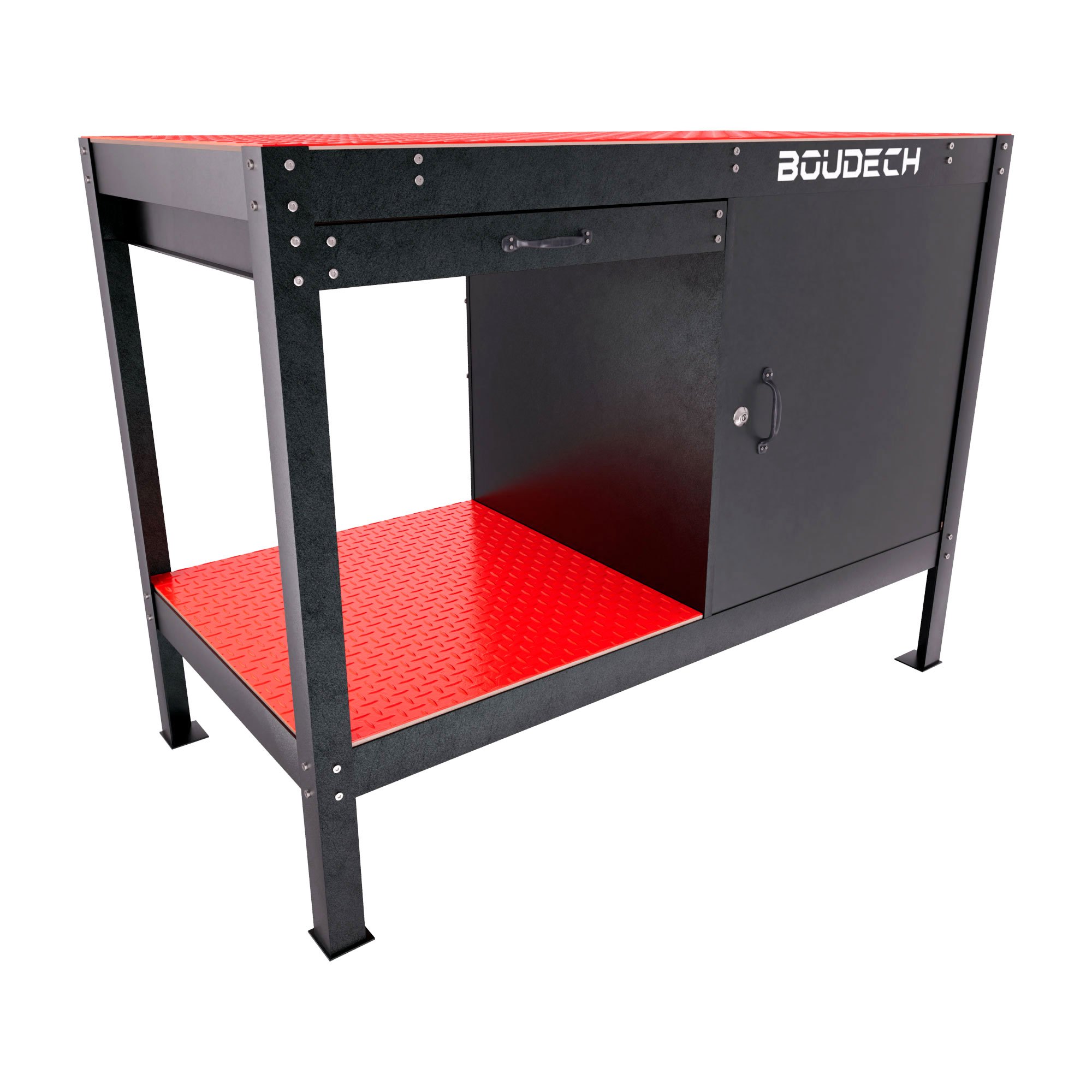 Image of Many - Work Bank 120x60 Cm With 1 Drawer And 1 Shelf In Black Metal