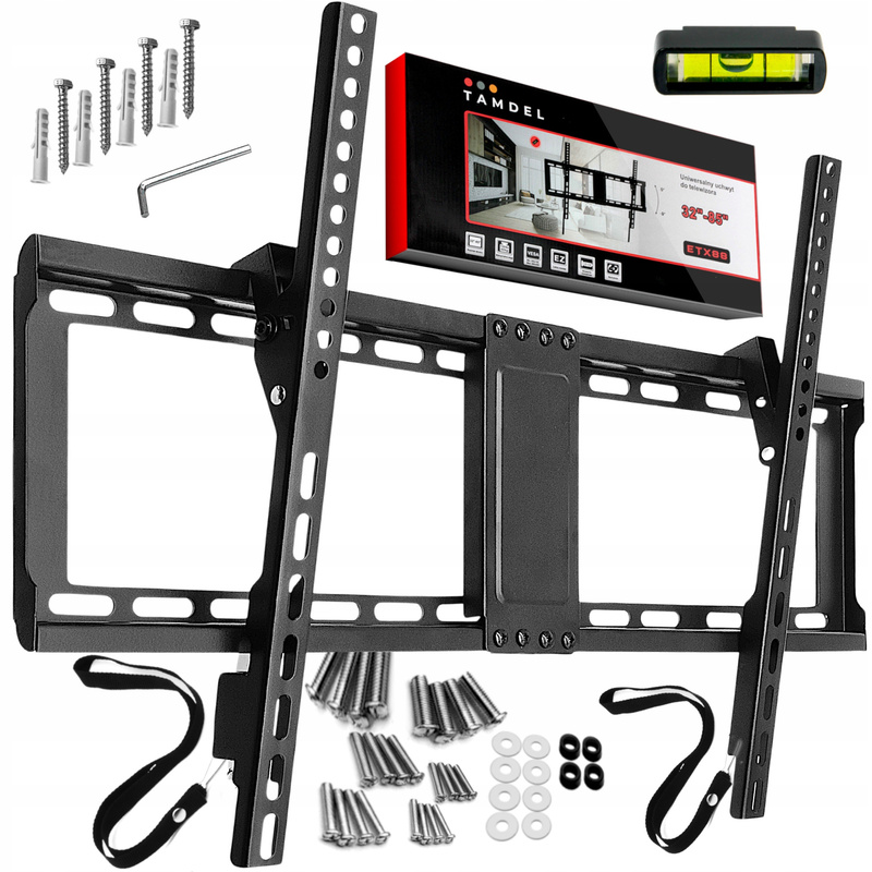Image of Secure Tv Wall Mount For 32-85 Inch Displays | 28mm Profile | 60kg Heavy-duty Steel | -9° Tilt For Viewing | Universal Vesa Compatibility 600x400 | Effortless Installation Kit Included