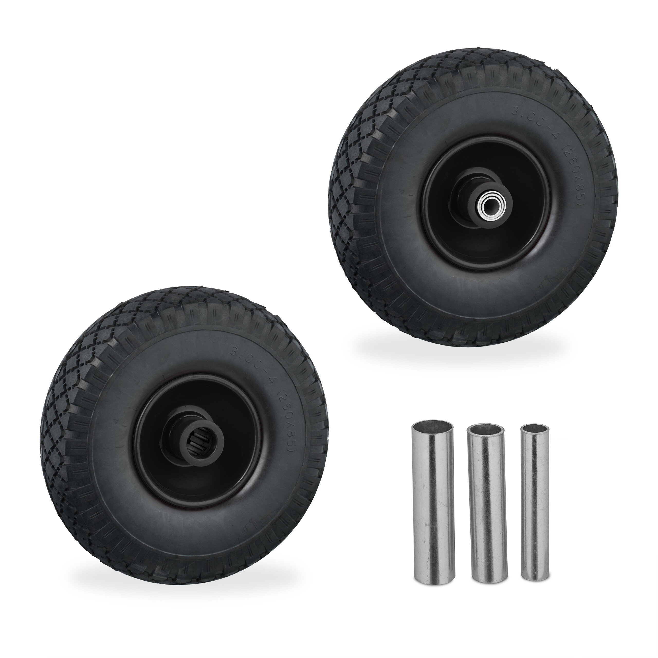 2 X Hand Truck Wheels 3.00-4 In Black